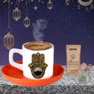 Hz.Fatma Ana Eli Temalı Baskılı Türk Kahvesi Fincanı